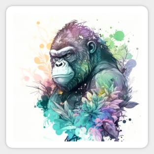 Gorilla Ape Portrait Animal Painting Wildlife Outdoors Adventure Sticker